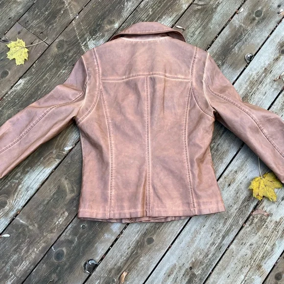 Max Studio Vegan Leather Moto Boho Vibes Tan Jacket NWTs Size M